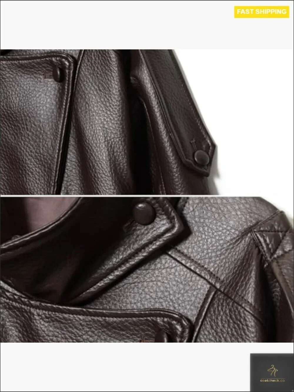 Oversized Faux Leather Jacket Motorcycle Coat Long Sleeve High Collar Zip Up